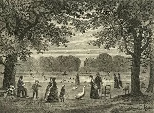 Shaded Gallery: The Round Pond, Kensington Gardens, c1876. Creator: Unknown