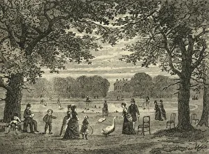 The Round Pond, Kensington Gardens, c1876. Creator: Unknown