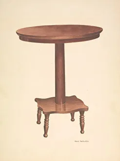 Pedestal Base Prints: Round Top Table, c. 1940. Creator: Violet Hartenstein