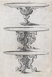 Images Dated 17th August 2021: Three Round Table Designs, 1565-70. Creator: Jacques Androuet Du Cerceau