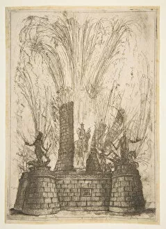 Lorrain Collection: The Round Tower Ruptured to Reveal the Statue of the King of the Romans, 1637