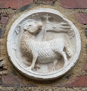 Roundel Prints: Roundel with Agnus Dei, 14th century. Creator: Unknown