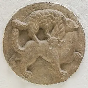 Attack Prints: Roundel with Fox Attacking a Sheep, between 12th and 13th century. Creator: Unknown