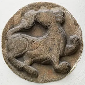 Roundel Prints: Roundel with Lion Passant, between 12th and 13th century. Creator: Unknown