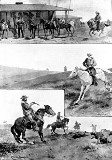 Shooting Prints: Rounding up wolves in Texas, 1898. Creator: Unknown