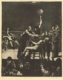 Boxing Gloves Gallery: Between Rounds, large, first stone, 1916. Creator: George Wesley Bellows