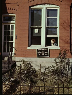 Sign Collection: Row house or school (?), Washington, D.C. between 1941 and 1942. Creator: Louise Rosskam