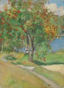Berries Prints: Rowan Tree, 1908. Creator: Pekka Halonen