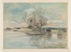 Waterscape Prints: Rowboat at the waterfront, 1867-1931. Creator: Pieter H.J.J. Ras