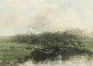 Rowing boat on a canal, 1854-1910. Creator: Willem Maris