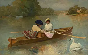 Swan Prints: Rowing on the Seine, 1870. Creator: Ferdinand Heilbuth