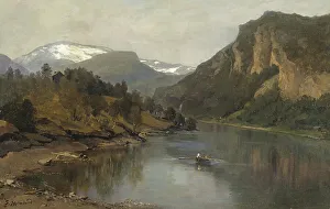 Fjord Prints: Rowing trip on the fjord, 1870s. Creator: Josefina Holmlund