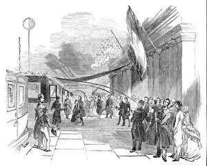 Train Station Prints: The Royal Arrival at the Farnborough Railway Station, 1844. Creator: Stephen Sly