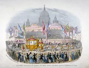 Enthusiastic Collection: Royal coach passing St Pauls Cathedral, City of London, 1837
