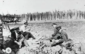 Landing Ground Prints: Royal Engineers Special Brigade officers and Thomas Davies servant assembling M bombs