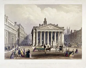 George Sidney Prints: Royal Exchange and the Bank of England on the left, London, 1851. Artist: Thomas Picken