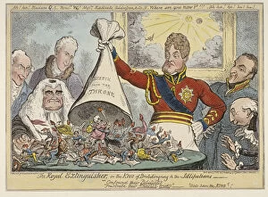 Ir Cruikshank Gallery: The Royal Extinguisher, or the King of Brobdingnag & the Lilliputians, 1821