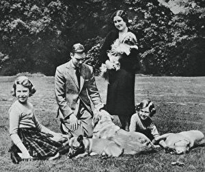 Images Dated 15th August 2006: Royal family as a happy group of dog lovers, 1937.Artist: Michael Chance