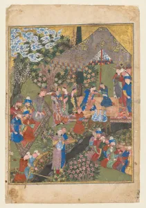 And Silver On Paper Prints: Royal Feast in a Garden, verso of right folio from the double-page frontispiece
