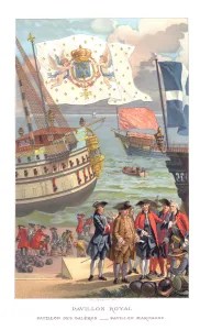 Royal flag, galleon flag and traders flag, (1885). Artist: Urrabieta