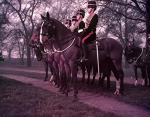 Regents Park Prints: Royal Horse Artillery gun team rehearsal, Regent's Park, London, c1953