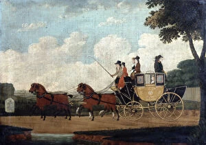 Images Dated 15th November 2005: The Royal Mail Coach, Chelmsford to London, 1799. Artist: John Cordrey