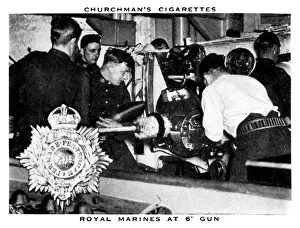 Gunnery Prints: Royal Marines at 6 Gun, 1937. Artist: WA & AC Churchman