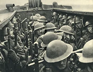 Royal Marines on board a landing craft, World War II, c1939-c1943 (1944). Creator: Unknown