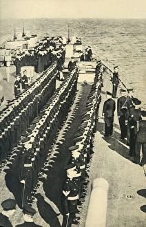 Royal Marines lined up on parade on board a ship, World War II, c1939-c1943 (1944)