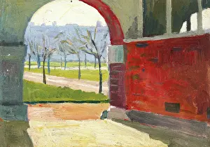 Gordon Jan Prints: Royal Naval Hospital, Haslar: view through an arch into gardens