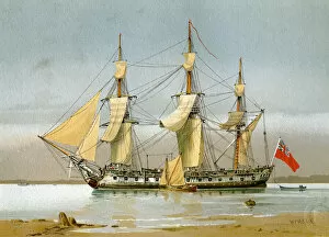 Mitchell Gallery: A Royal Navy 42 gun frigate, c1780 (c1890-c1893).Artist: William Frederick Mitchell