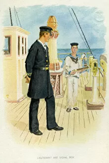 Chas Rathbone Low Collection: Royal Navy Lieutenant and signal boy, c1890-c1893