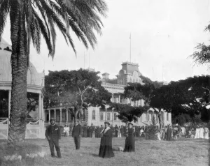 Royal Palace, Honolulu, Sandwich Islands, late 19th century. Artist: John L Stoddard Royal Palace, Honolulu, Sandwich Islands, late 19th century. Artist: John L Stoddard