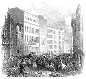 Darmstadt Prints: The Royal Party changing horses, Die Ziel, Frankfurt, 1845. Creator: Unknown