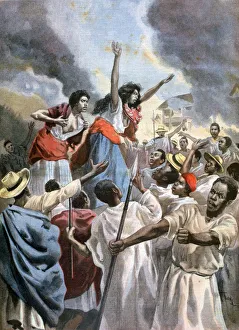The royal princesses preaching the holy war in Madagascar, 1894. Artist: Oswaldo Tofani