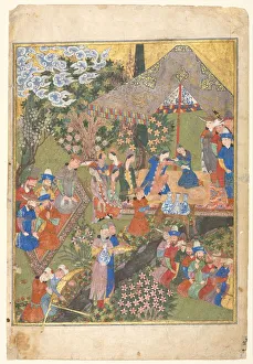 1370 1501 Prints: Royal Reception in a Landscape, right folio from a double-page frontispiece... 1444