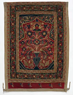 Chain Stitch Gallery: Royal Round Tent made for Muhammad Shah (wall panel with one panel B), 1834-1848. Creator: Unknown