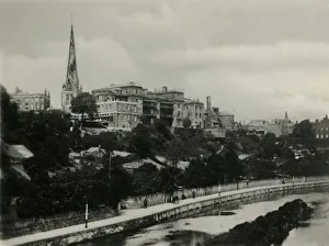 Hospital Prints: Royal Salop Infirmary from English Bridge, Shrewsbury, c1920s. Creator: Unknown