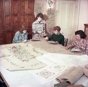 Student Prints: Royal School of Needlework, c1955. Women painting Creator: Arthur Charles Kirby Ware