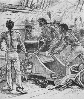 The Royal Sovereigns Stuck To Their Guns, and Fought Them Like Fiends, 1902. Artist: Paul Hardy The Royal Sovereigns Stuck To Their Guns, and Fought Them Like Fiends, 1902. Artist: Paul Hardy
