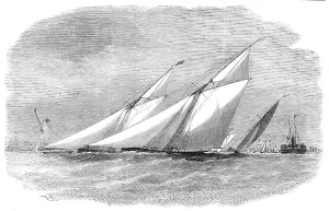 Yachts Prints: The Royal Thames Yacht Club Match - the Yachts passing Grays, 1856. Creator: Unknown
