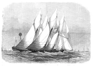 Edwin Weedon Prints: The Royal Thames Yacht Club schooner-match:Cambria and Witchcraft rounding the Mouse Light