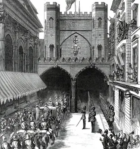 Union Jacks Prints: The Royal Visit to the City: Arrival of the Prince and Princess of Wales at Guildhall Yard