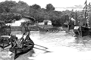 Rowing Boats Prints: The Royal Visit to Cornwall: the Prince and Princess of Wales on the River Fal