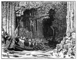 Rowing Gallery: The Royal Visit to Fingals Cave, Staffa, Scotland, 1847, (1900).Artist: William Barnes Wollen