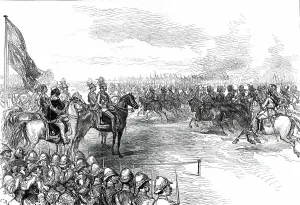 India Asia Prints: The Royal Visit to India: Grand Review at Delhi - the Gallop Past...1876. Creator: C.R