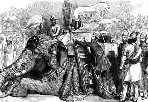 India Asia Prints: The Royal Visit to India: the Prince of Wales mounting his elephant...1876. Creator: C.R