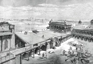 India Asia Prints: The Royal Visit to India: the Taj Mahal, from the Fort, Agra, 1876. Creator: Unknown