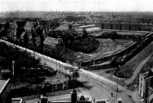 Portsmouth Prints: The Royal Visit to Portsmouth: bird's-eye view of Portsmouth from the Central Hotel