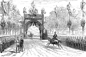 Festal Arch Prints: The Royal Visit to Swansea: the arch in Walter-Road, 1881. Creator: Unknown